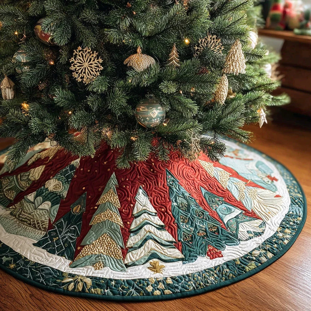 Festive Fir Christmas Quilted Tree Skirt