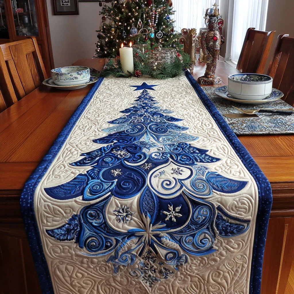 Festive Fir Glow Quilted Table Runner