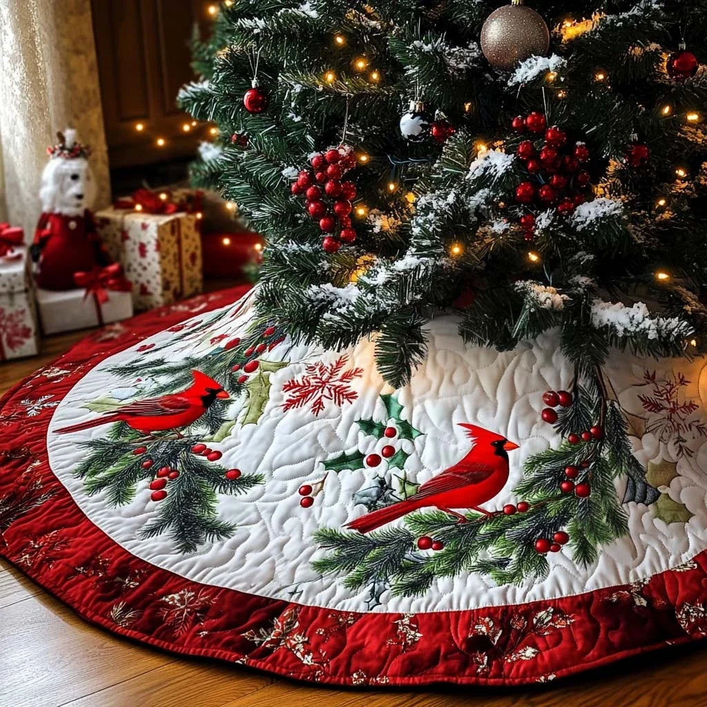 Festive Foliage Christmas Quilted Tree Skirt