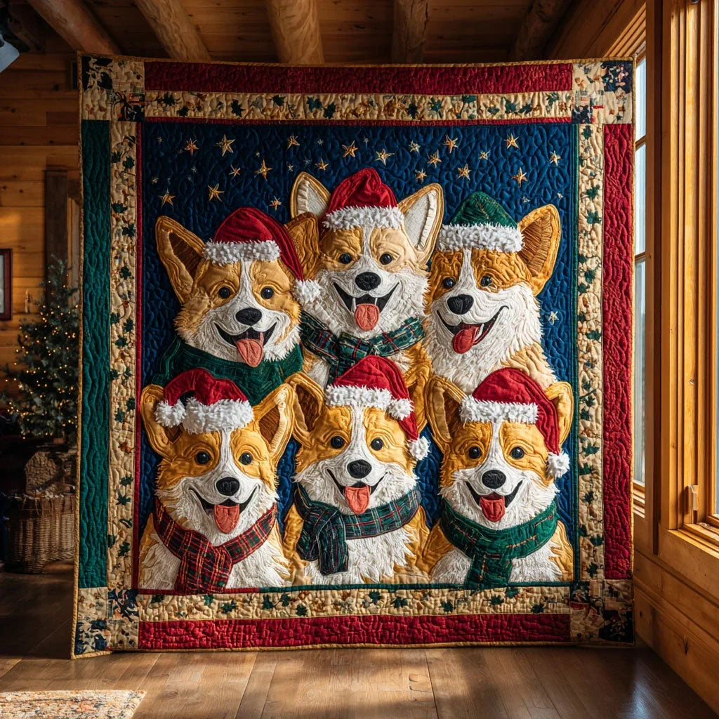 Festive Friends Corgi Quilt Blanket