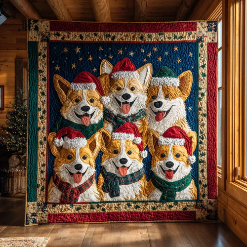 Festive Friends Corgi Quilt Blanket