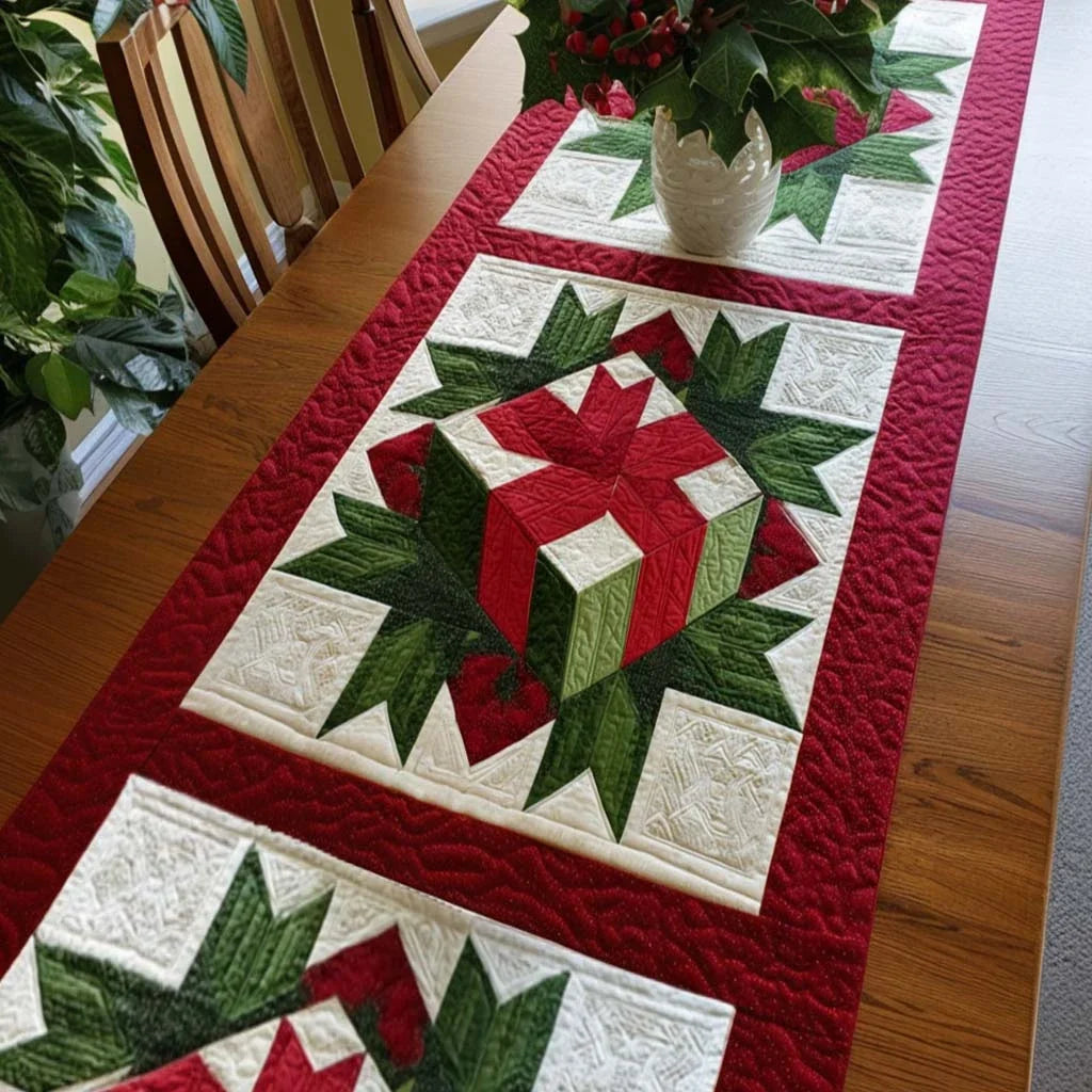 Festive Gift Box Quilted Table Runner