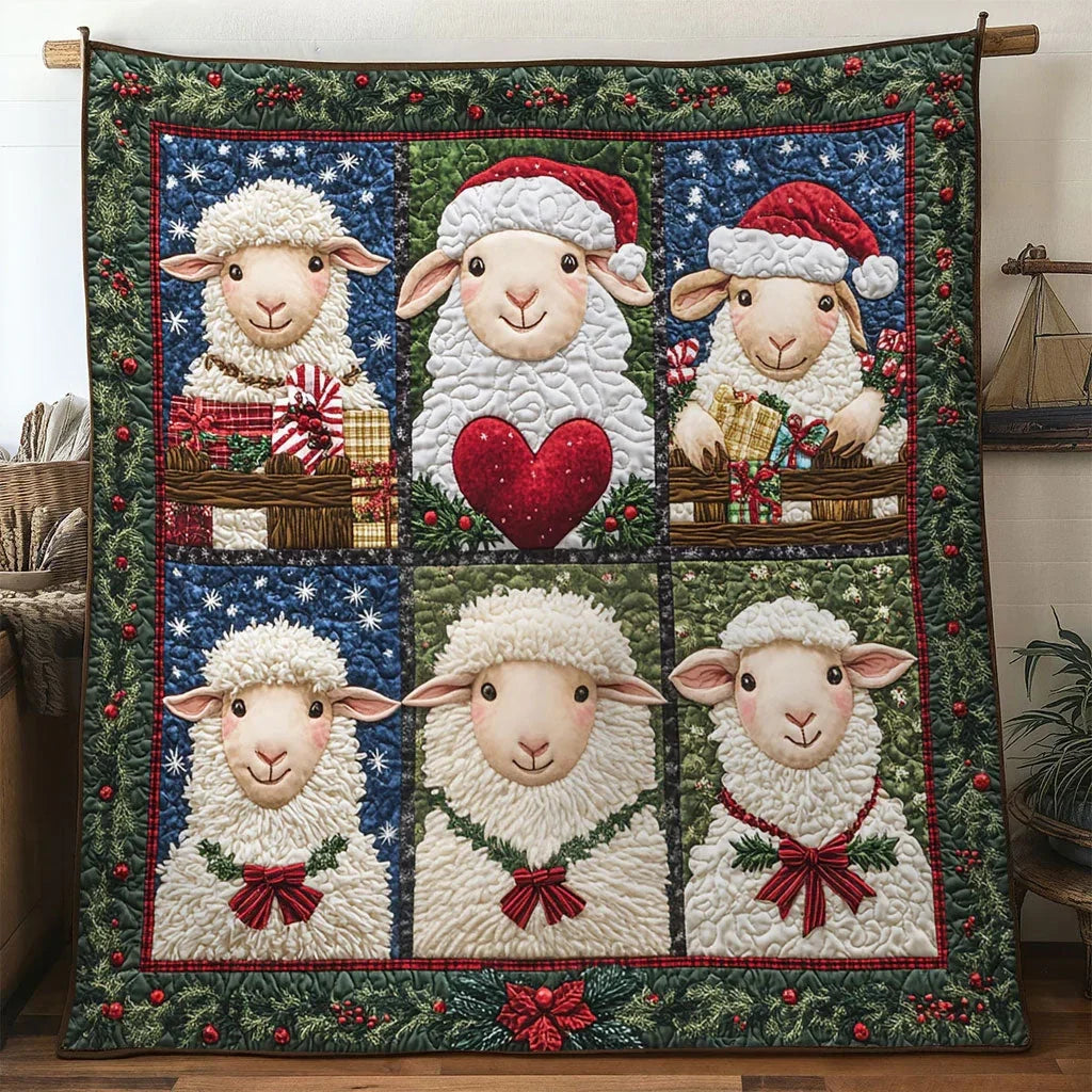 Festive Light Sheep Quilt Blanket