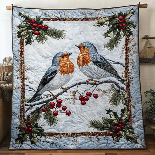 Festive Nest European Robin Quilt Blanket