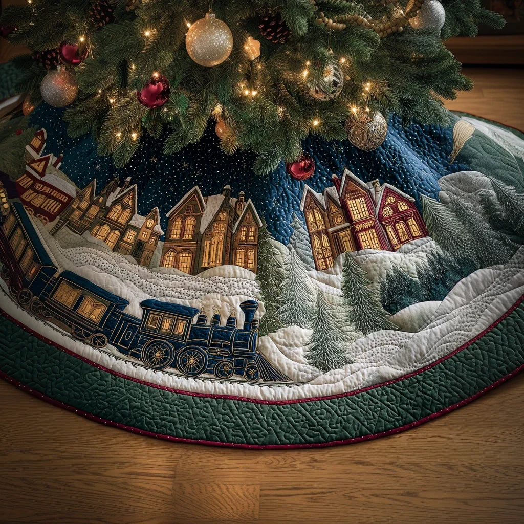 Festive Path Christmas Quilted Tree Skirt