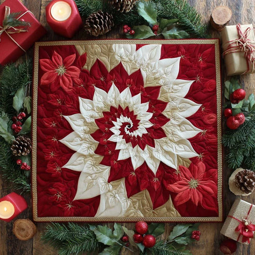 Festive Petal Swirl Quilted Table Topper