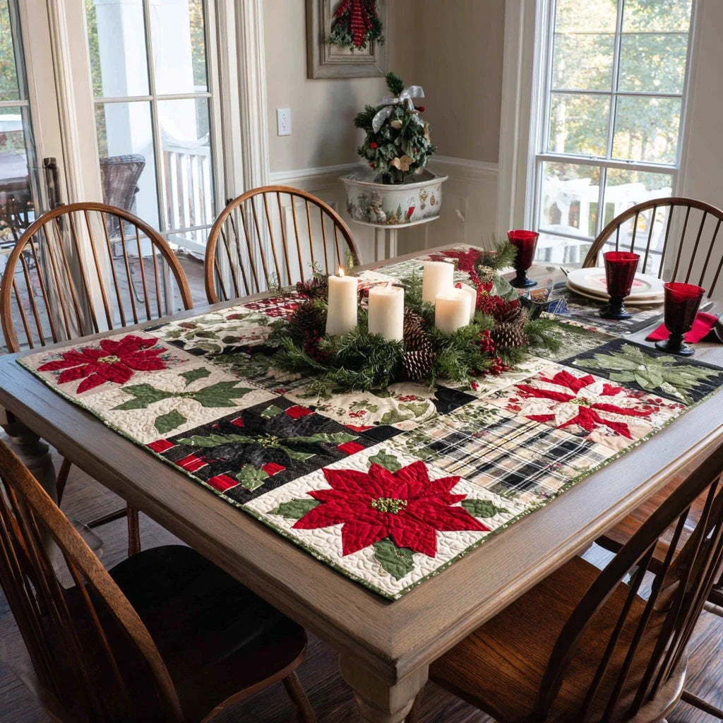 Festive Petals Quilted Table Topper