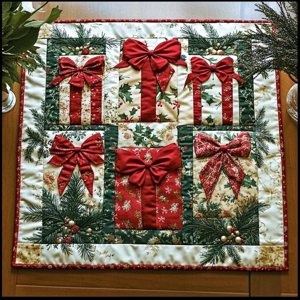 Festive Presents Quilted Table Topper