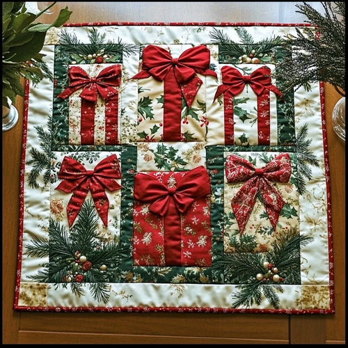 Festive Presents Quilted Table Topper