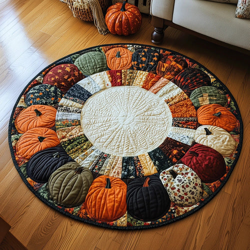 Festive Pumpkin Quilted Round Mat