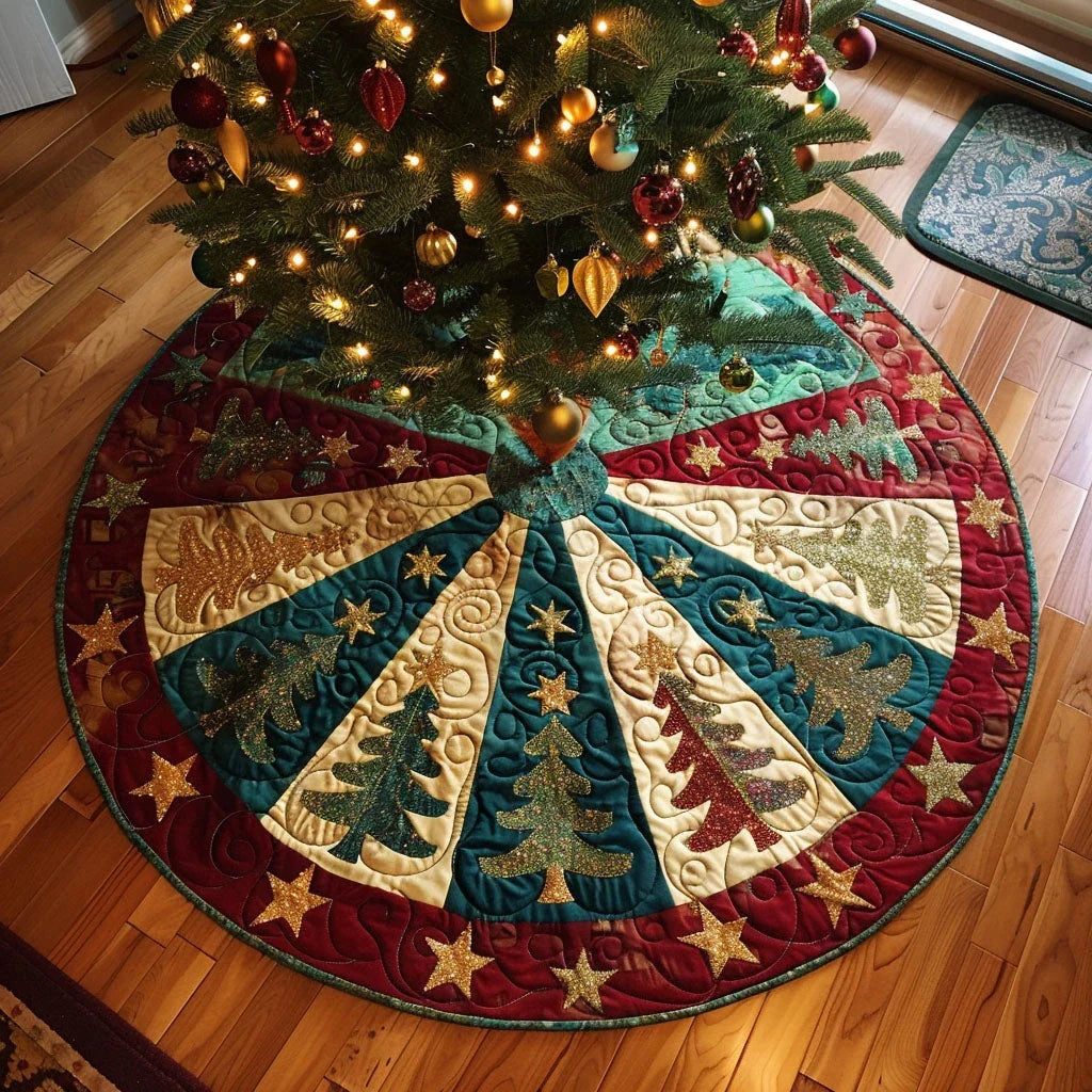 Festive Radiance Quilted Tree Skirt