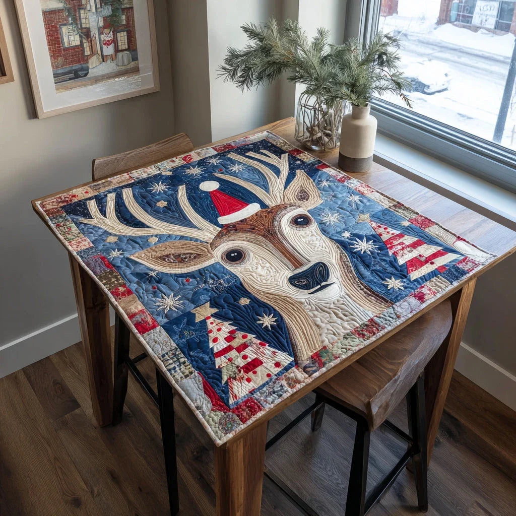 Festive Reindeer Quilted Table Topper
