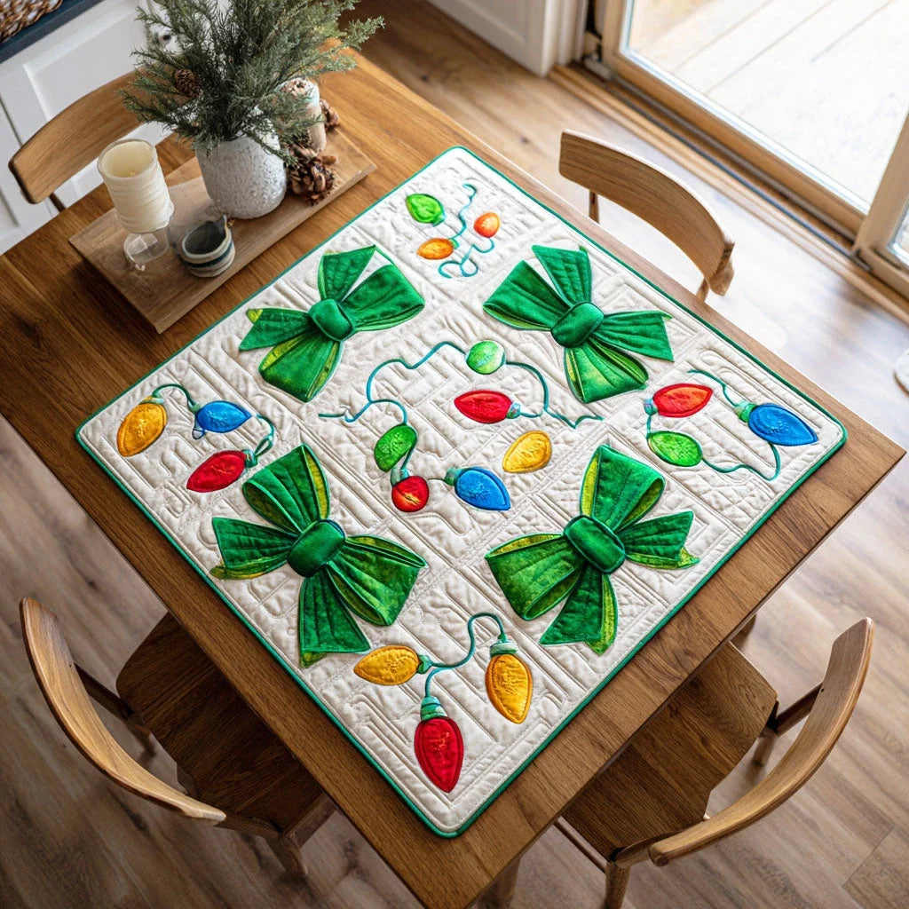 Festive Ribbon Quilted Table Topper