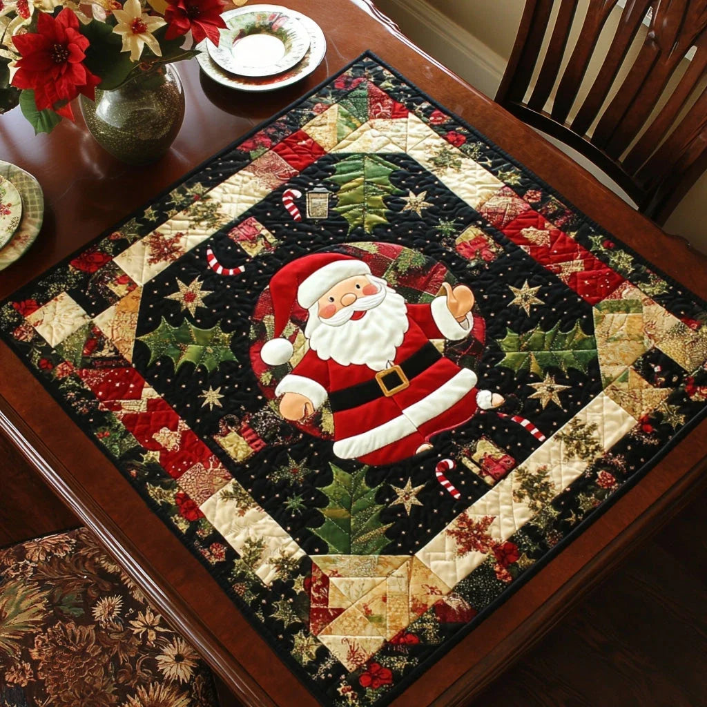 Festive Santa Glow Quilted Table Topper