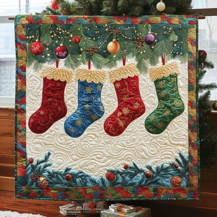 Festive Stocking Quilt Blanket