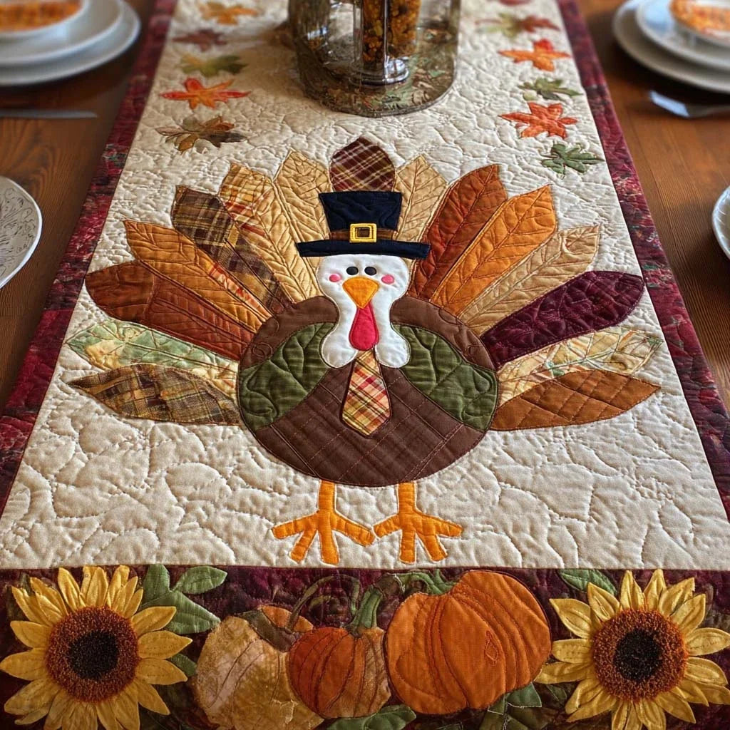 Festive Turkey Quilted Table Runner