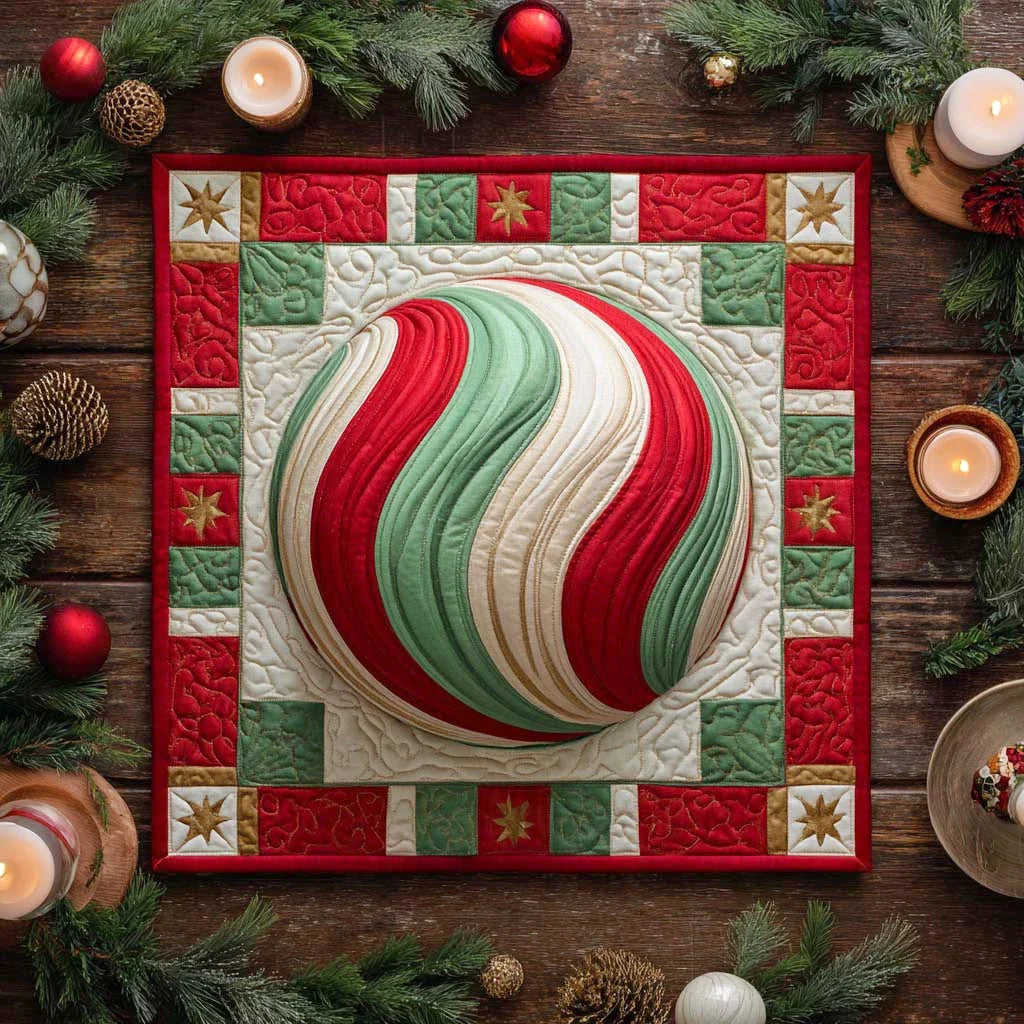 Festive Twirl Quilted Table Topper