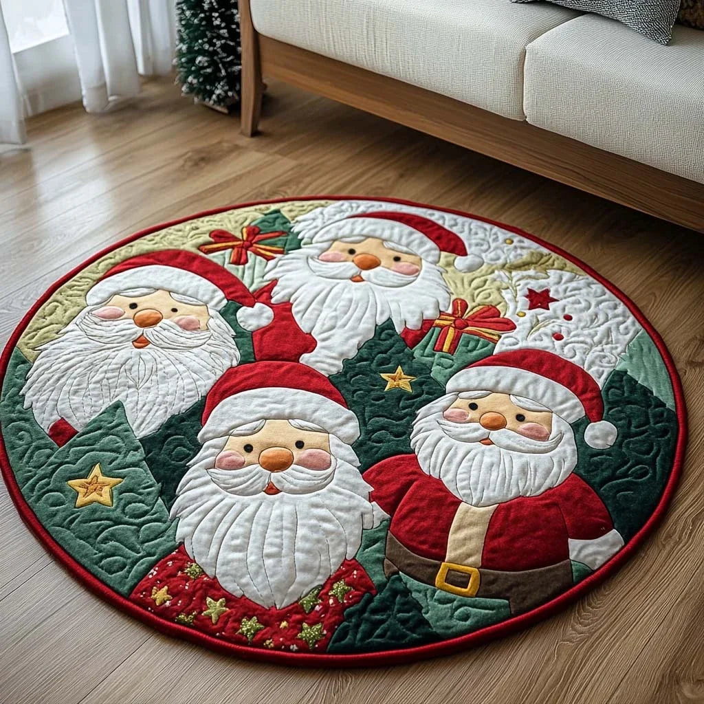 Festive Whiskers Quilted Round Mat