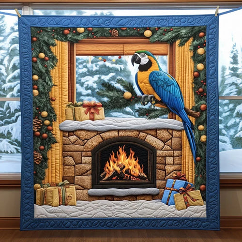 Festive Window Macaw Quilt Blanket