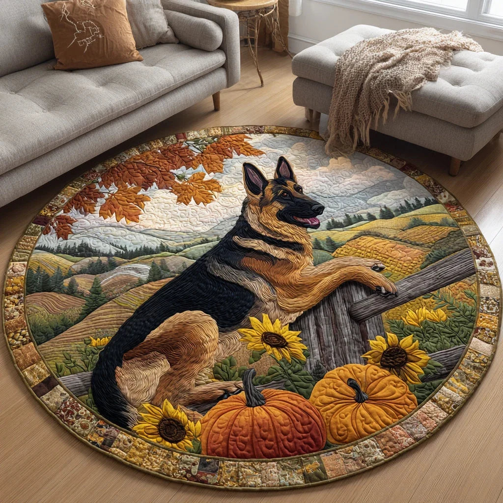 Field German Shepherd Quilted Round Mat