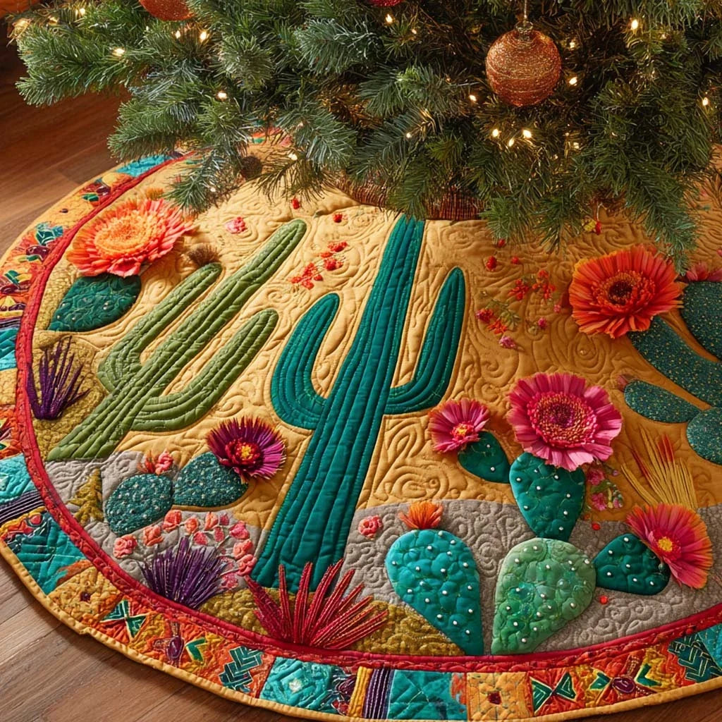 Fiesta Floral Cactus Quilted Tree Skirt