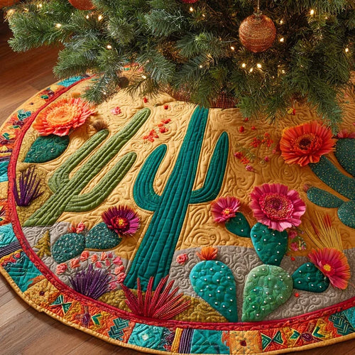 Fiesta Floral Cactus Quilted Tree Skirt
