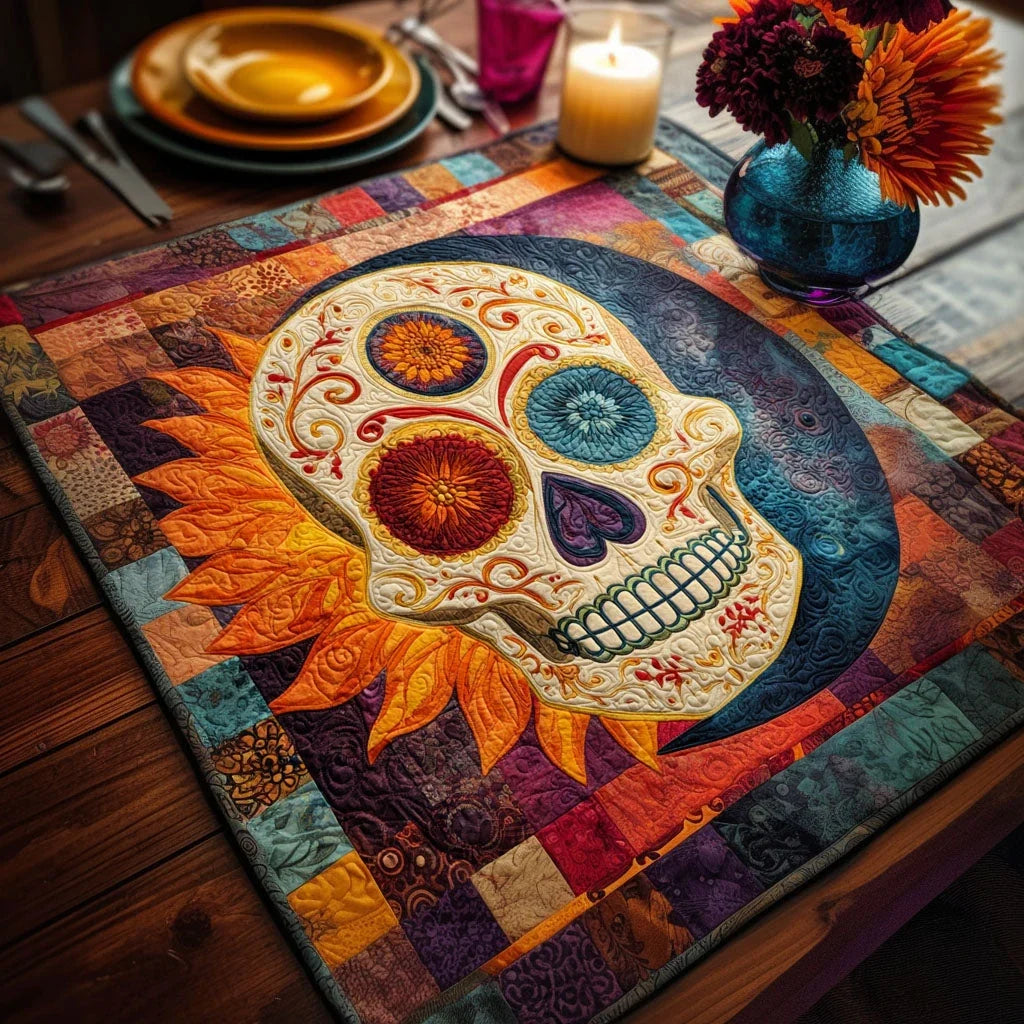 Fiesta Skull Quilted Table Topper