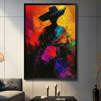 Abstract Colorful Figure Wide Brim Hat Canvas Art