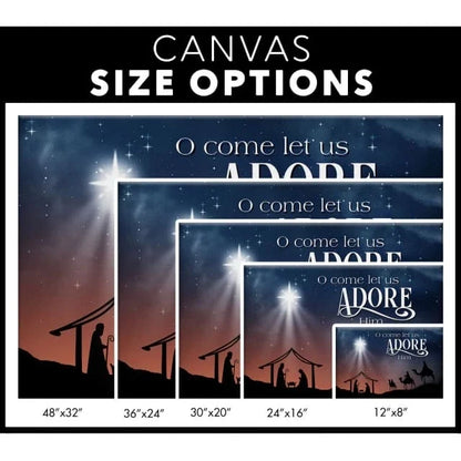 o come let us adore him three wise men christmas wall art canvas (Landscape) (view 2)