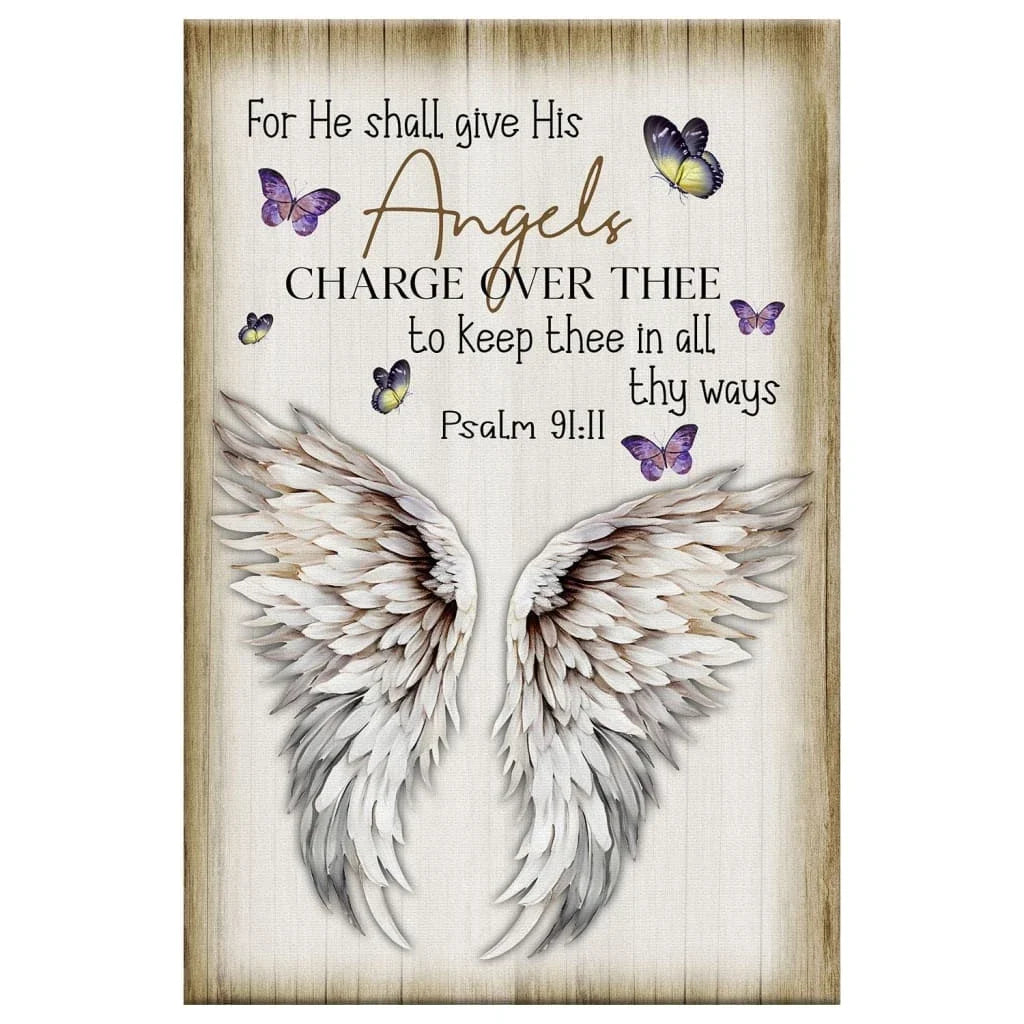 psalm 91 11 kjv wall art canvas for he shall give his angels charge over thee (Landscape) (view 3)