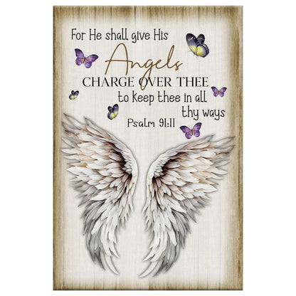 psalm 91 11 kjv wall art canvas for he shall give his angels charge over thee (Landscape) (view 3)