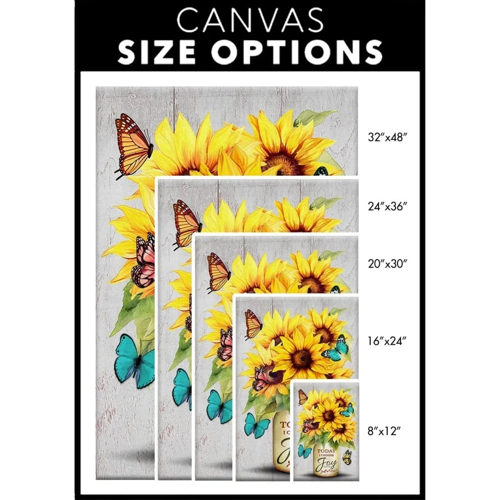 christian wall art canvas today i choose joy sunflower butterfly vase (view 2)
