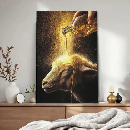 christian wall art a lamb anointed with oil canvas (view 5)