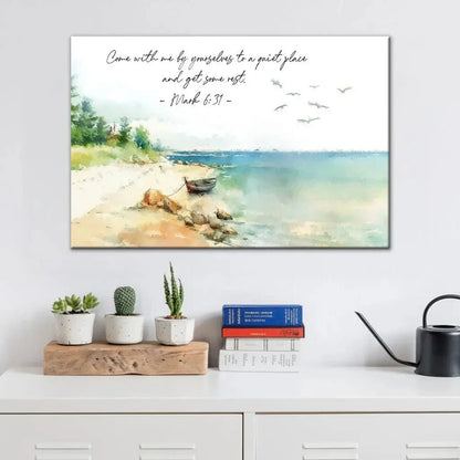 mark 6 31 come with me by yourselves to a quiet place wall art canvas (Landscape) (view 4)