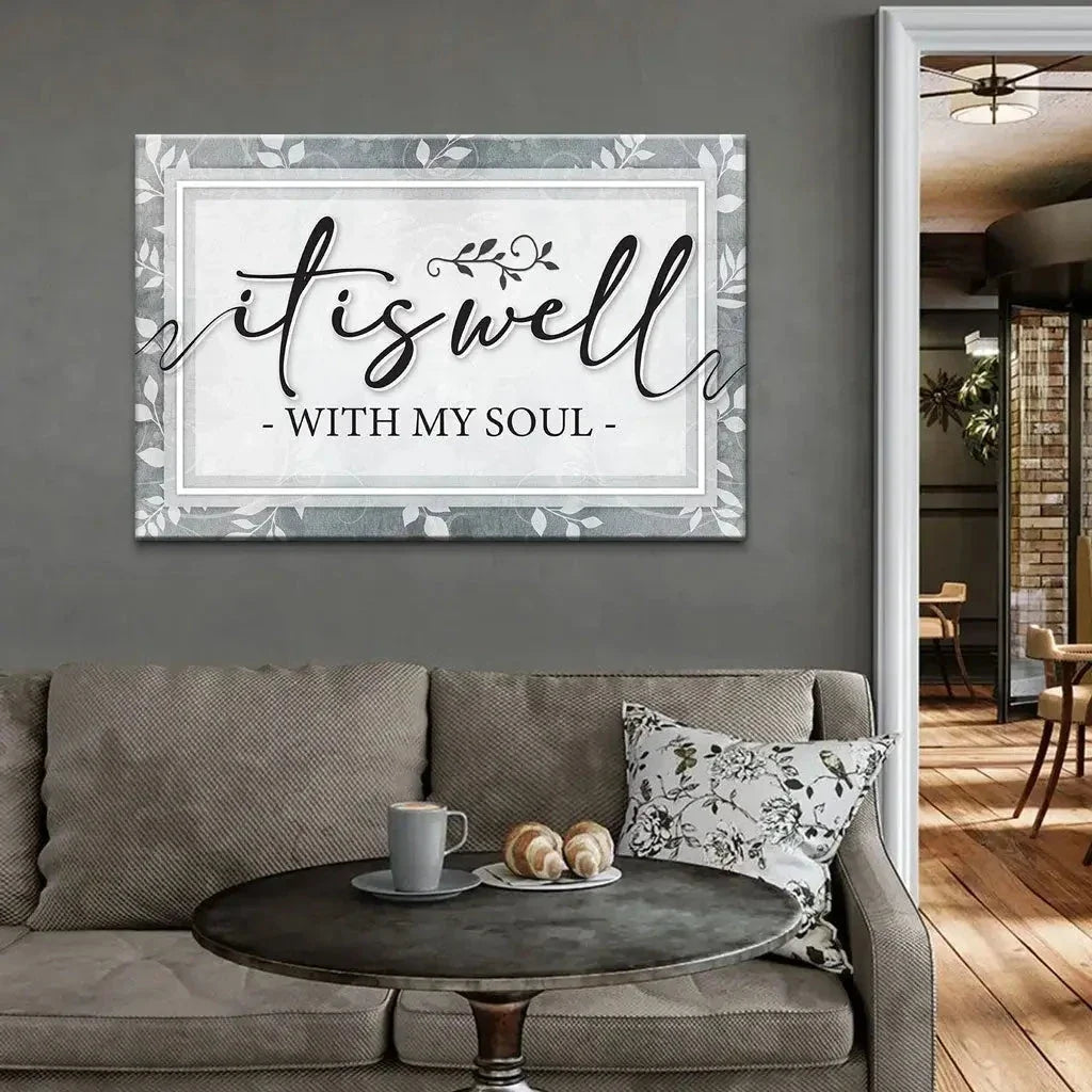 it is well with my soul modern christian wall art canvas (Landscape) (view 3)