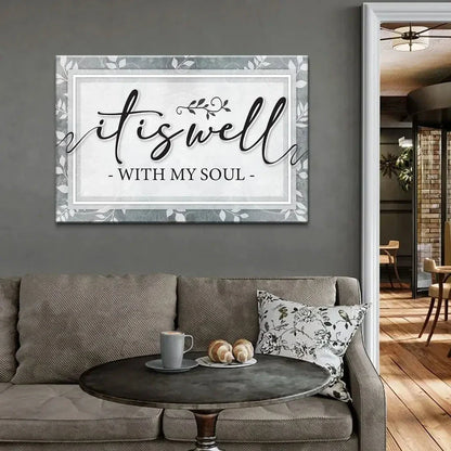 it is well with my soul modern christian wall art canvas (Landscape) (view 3)