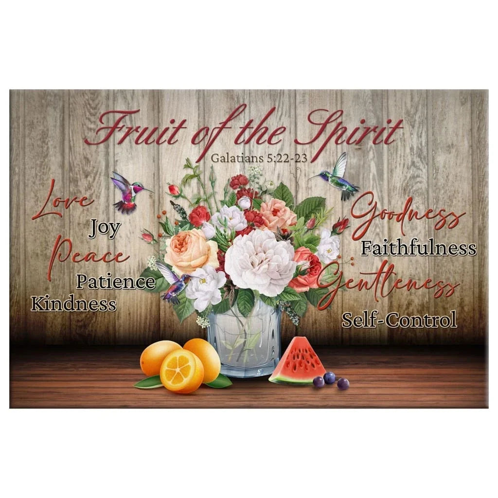 fruit of the spirit galatians 5 22 23 christian wall art canvas (Landscape) (view 4)