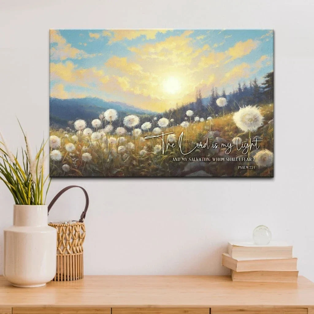 psalm 27 1 the lord is my light and my salvation wall art canvas (Landscape) (view 4)