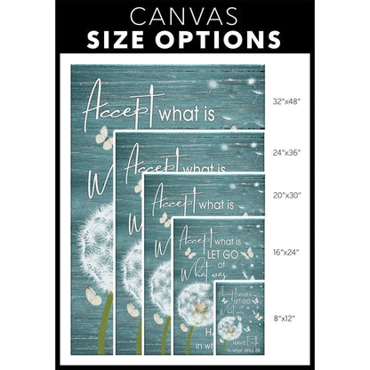 accept what is let go of what was dandelion butterfly wall art canvas (view 2)