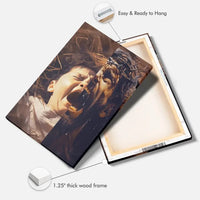 jesus as a baby and on the cross christian wall art canvas (Landscape)