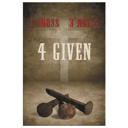 easter christian gifts rustic 1 cross 3 nails 4given wall art canvas print (Landscape) (view 2)