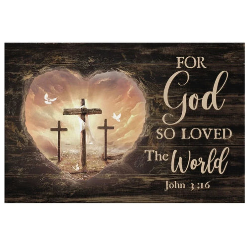 for god so loved the world bible verse john 3 16 christian wall art canvas (Landscape)