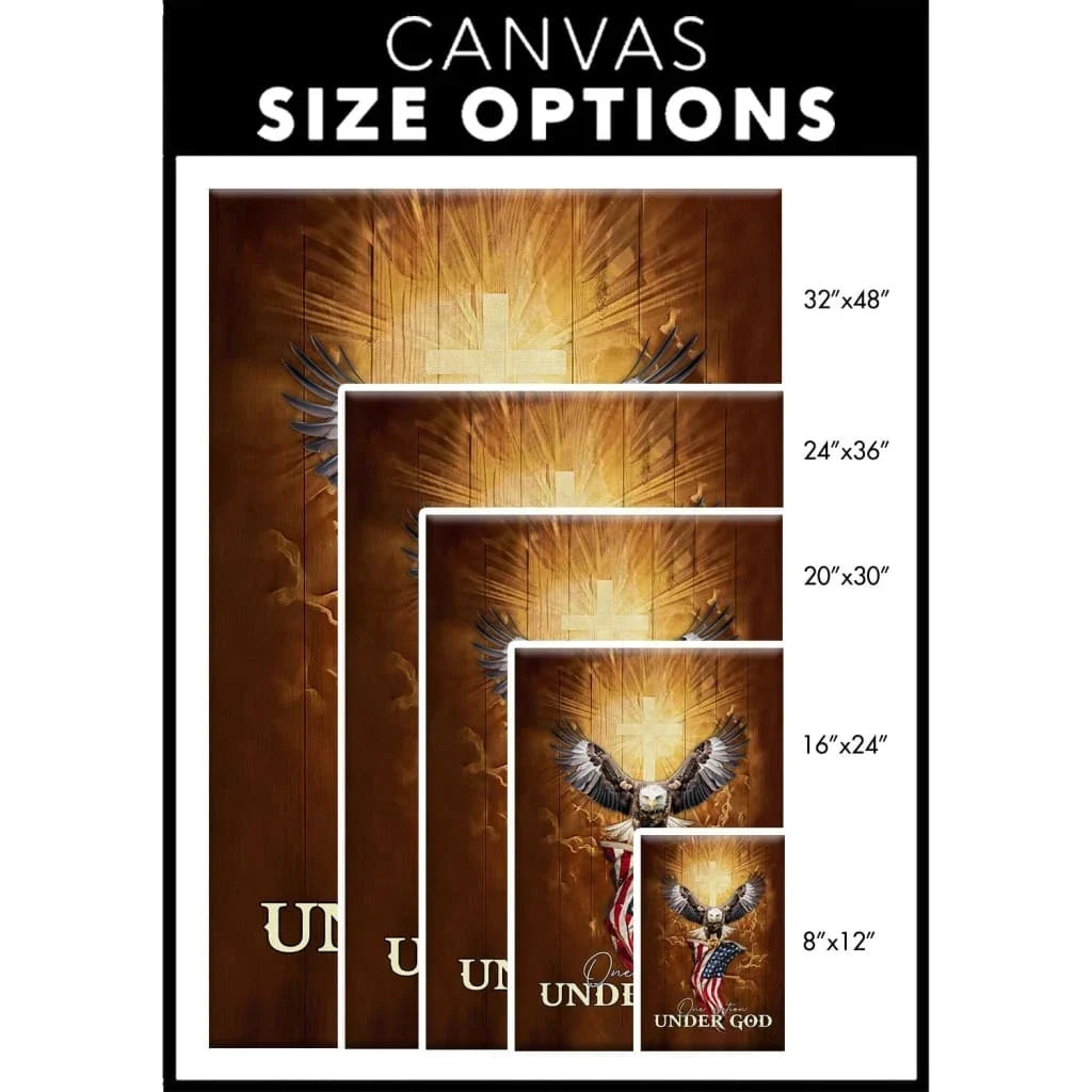 one nation under god bald eagle with american flag wall art canvas (view 2)