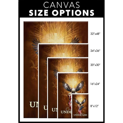 one nation under god bald eagle with american flag wall art canvas (view 2)