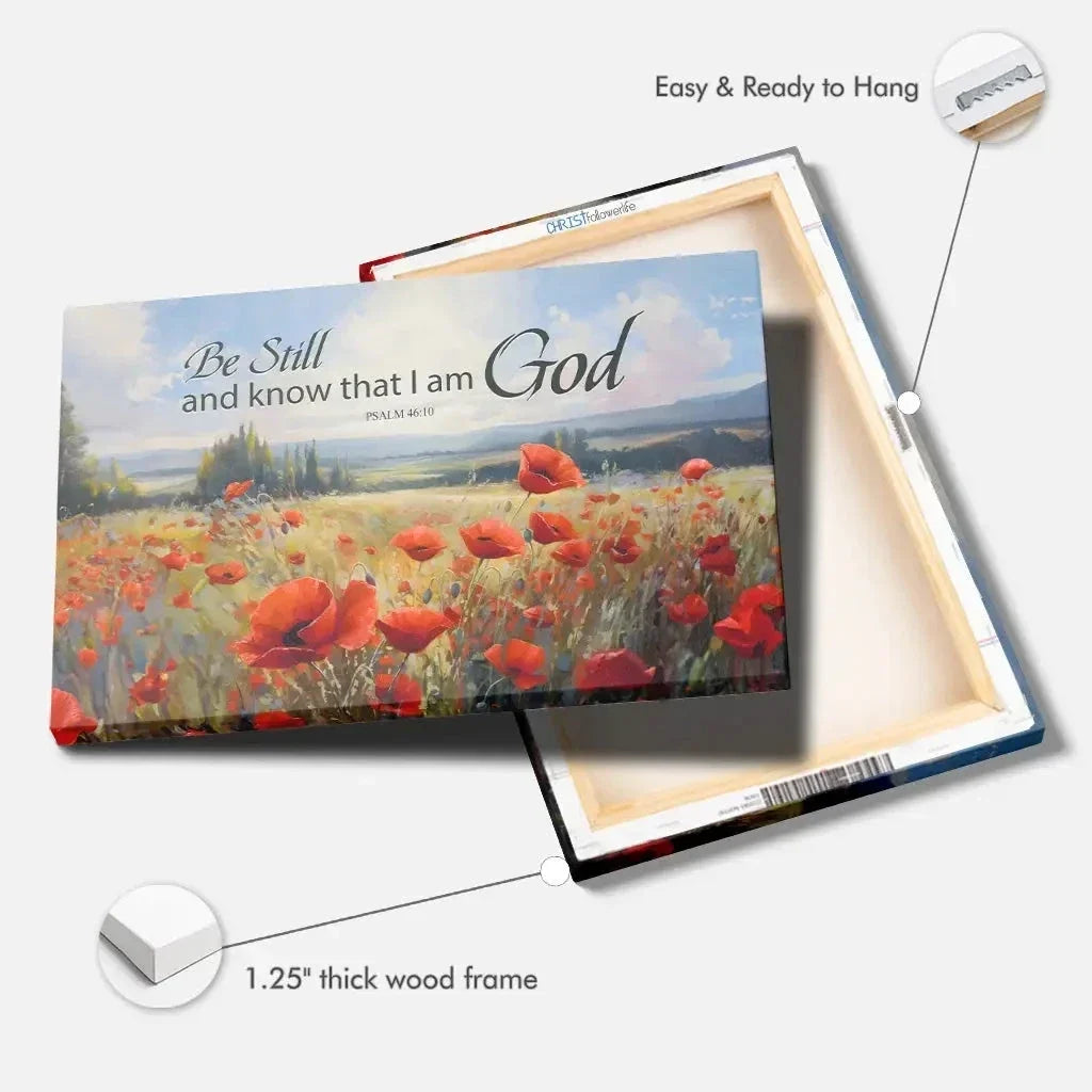be still and know that i am god psalm 46 10 poppy field wall art canvas (Landscape) (view 7)