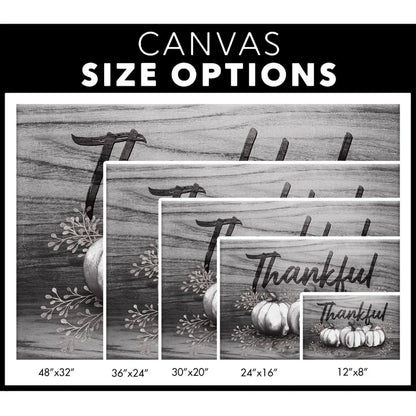thankful fall pumpkins thanksgiving wall art canvas (Landscape) (view 2)