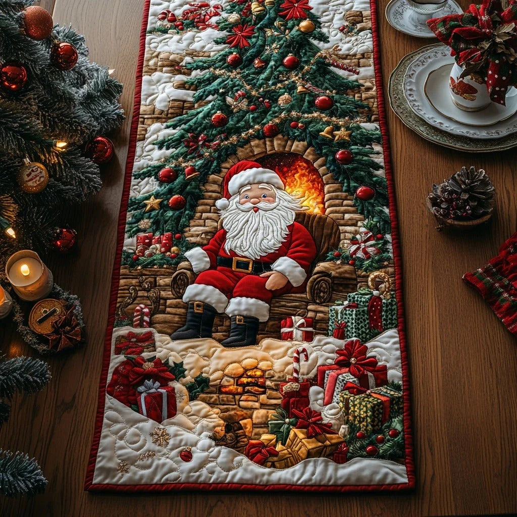 Fireside Santa Quilted Table Runner