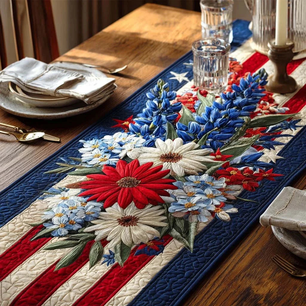 Firework Floral Quilted Table Runner