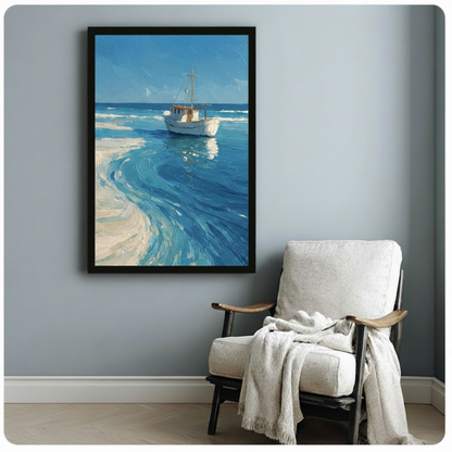 Ocean Fishing Boat Coastal Canvas Wall Art