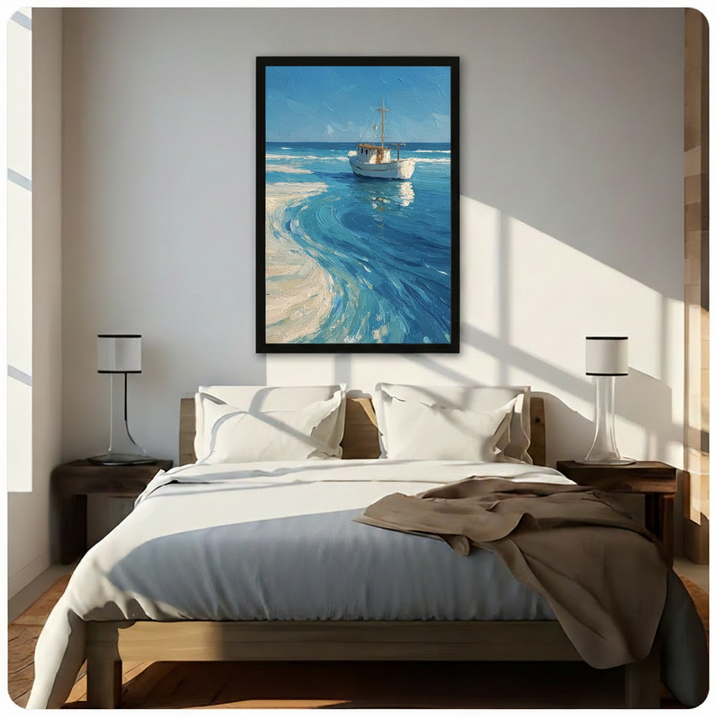 Ocean Fishing Boat Coastal Canvas Wall Art